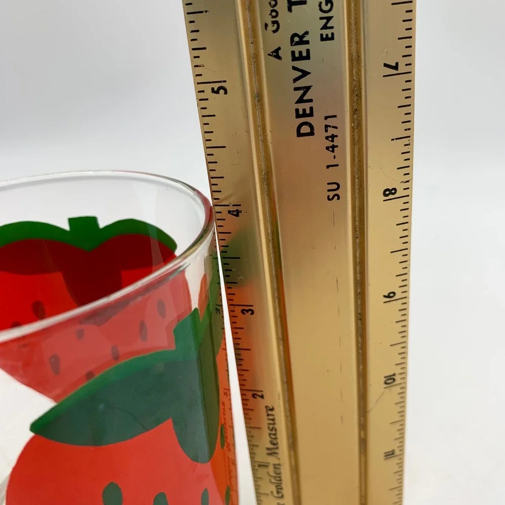 Vintage Indiana Glass Strawberry Drinking‎ Glasses Set of 3 Retro MCM Tumblers